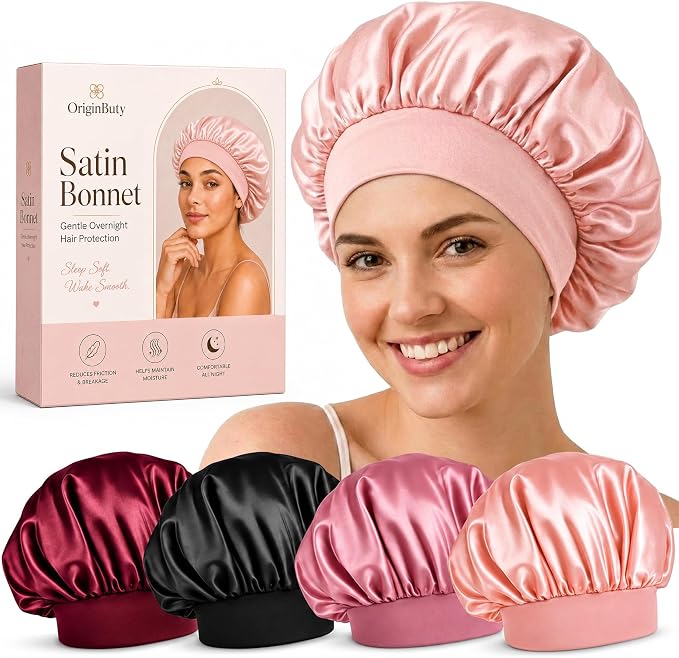 Gorros de satén para dormir, paquete de 4